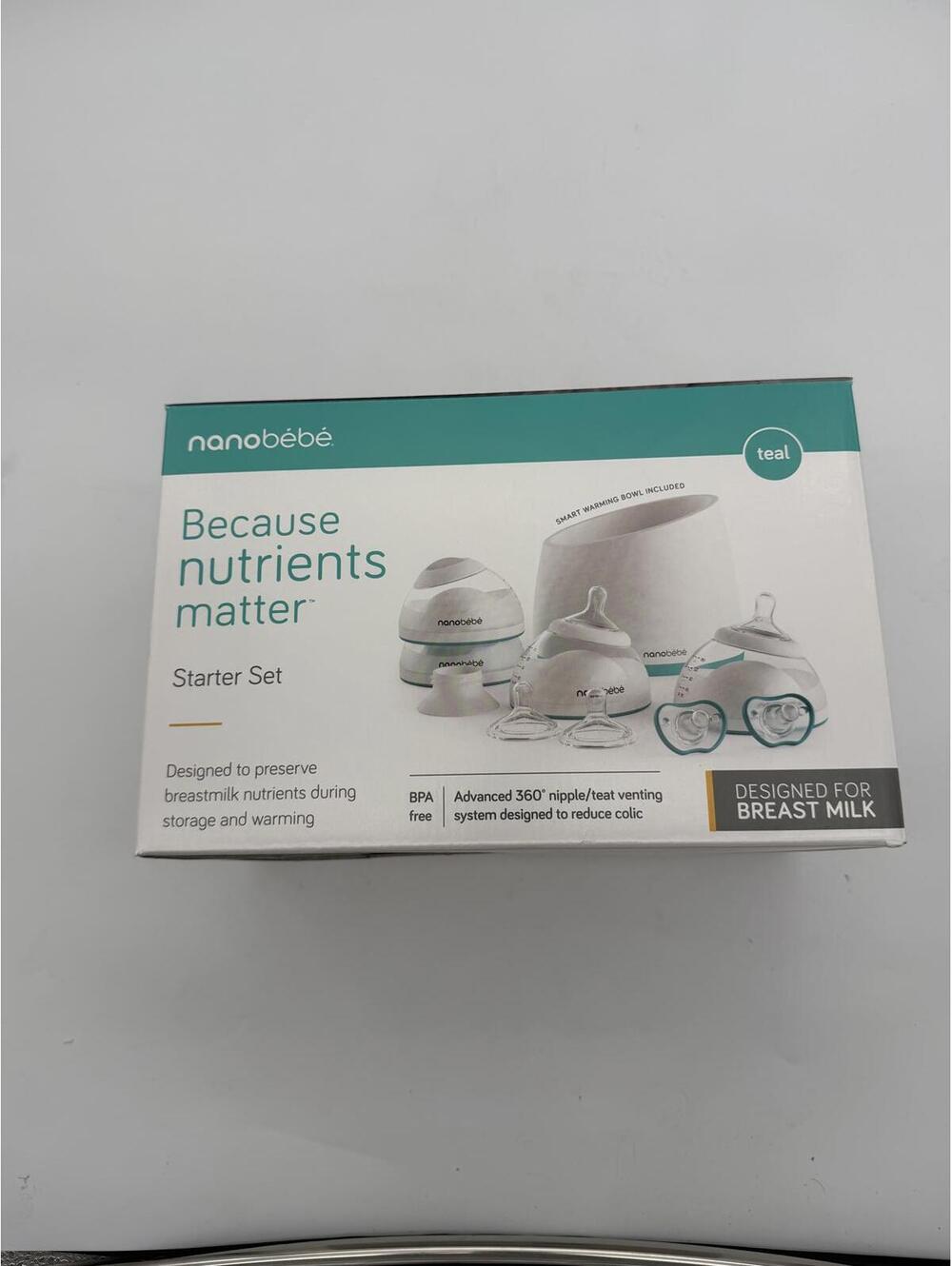 Nanobebe Breast Milk Baby Bottle Starter Set Teal BPA Free Smart Set NIB